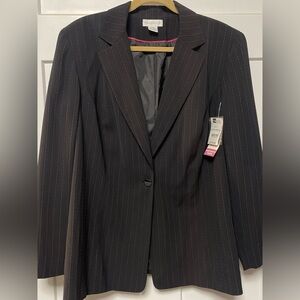 NWT. Worthington. Size 24W. Black and pink pinstripe blazer. One button.